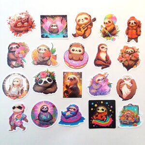 Sloth Stickers lot of 20  School Laptop Phone Luggage Crafts Love Fun Music